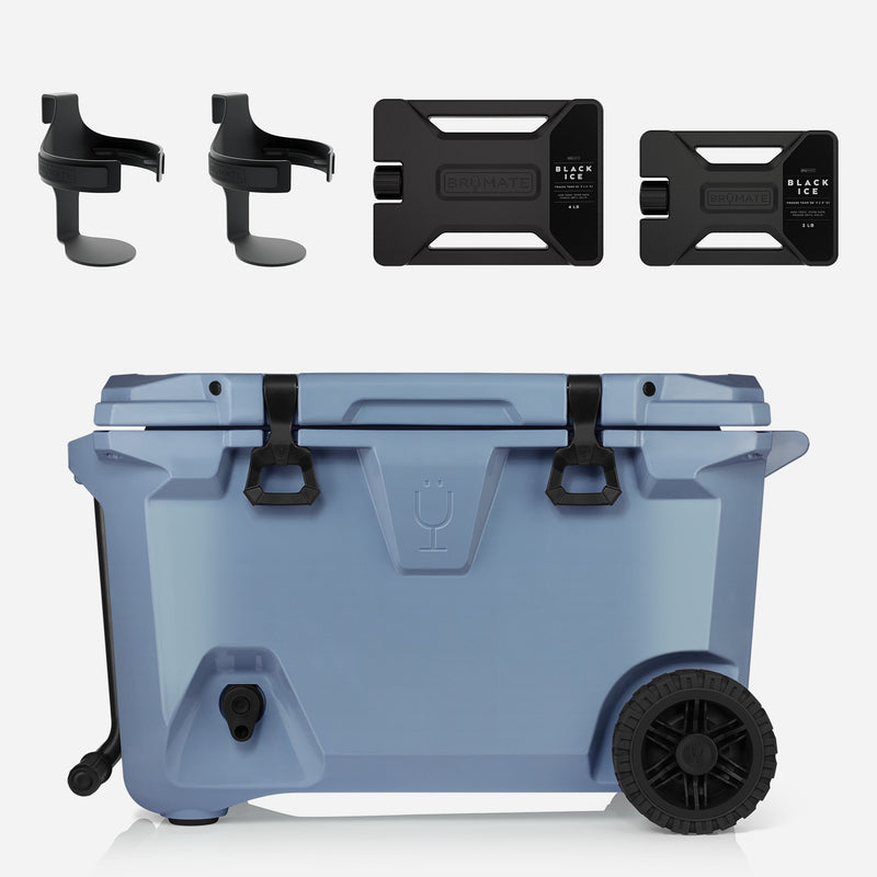 Br Tank 55-Quart Double Drink Holder Cooler Bundle | Denim - Family Carry